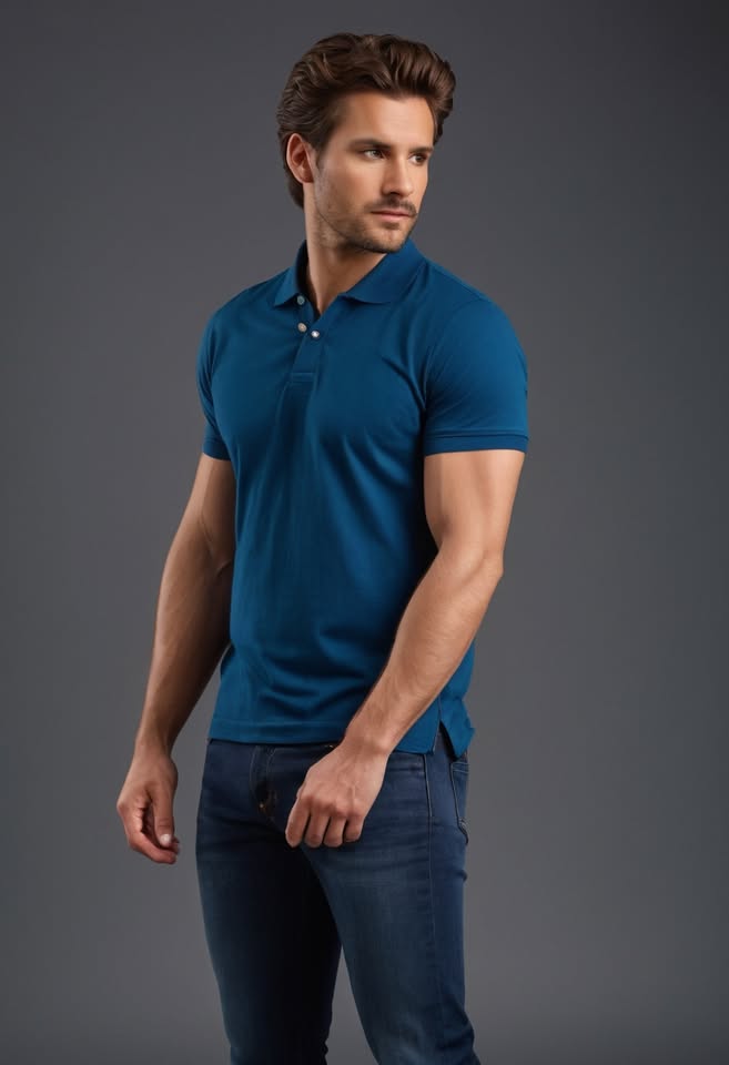 Photo 1 of 3 - Buy Premium Cotton Polo Petrol BlueT-Shirt for men – Comfort | Cozy Thread Company