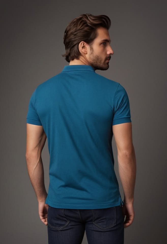 Photo 2 of 3 - Buy Premium Cotton Polo Petrol BlueT-Shirt for men – Comfort | Cozy Thread Company
