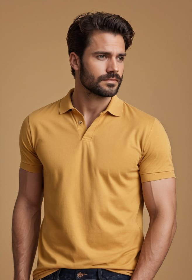 Photo 2 of 3 - Buy Premium Cotton Mustard yellow T-Shirt for men – Comfort | Cozy Thread Company