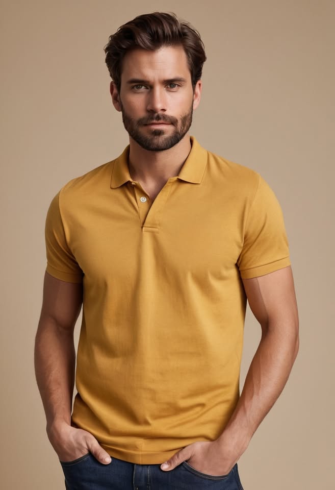 Photo 1 of 3 - Buy Premium Cotton Mustard yellow T-Shirt for men – Comfort | Cozy Thread Company