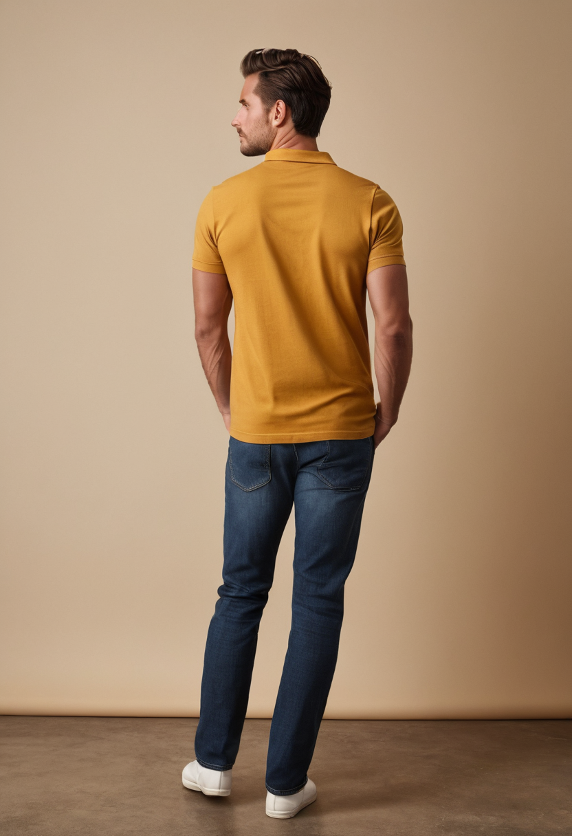 Photo 3 of 3 - Buy Premium Cotton Mustard yellow T-Shirt for men – Comfort | Cozy Thread Company