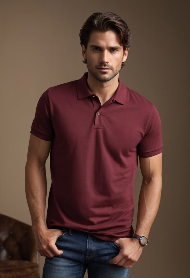 Photo 1 of 3 - Buy Premium Cotton Polo Maroon T-Shirt for men – Comfort | Cozy Thread Company