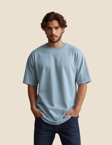Photo 1 of 1 - Oversized Cotton T-Shirt – Baby Blue | Premium Streetwear fo | Cozy Thread Company