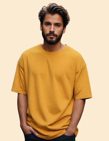 Photo 1 of 1 - Oversized Cotton T-Shirt – golden yellow| Premium Streetwear | Cozy Thread Company