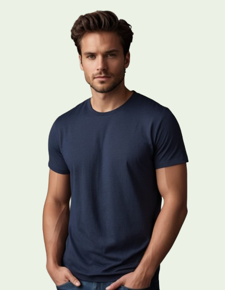 Photo 1 of 1 - Navy Blue Cotton T-Shirt – Unisex | Cozy Thread | Cozy Thread Company