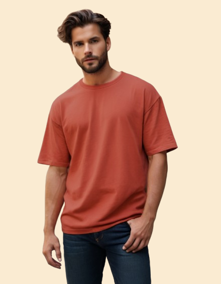 Photo 1 of 1 - Oversized Cotton T-Shirt – Coral | Premium Streetwear fo | Cozy Thread Company