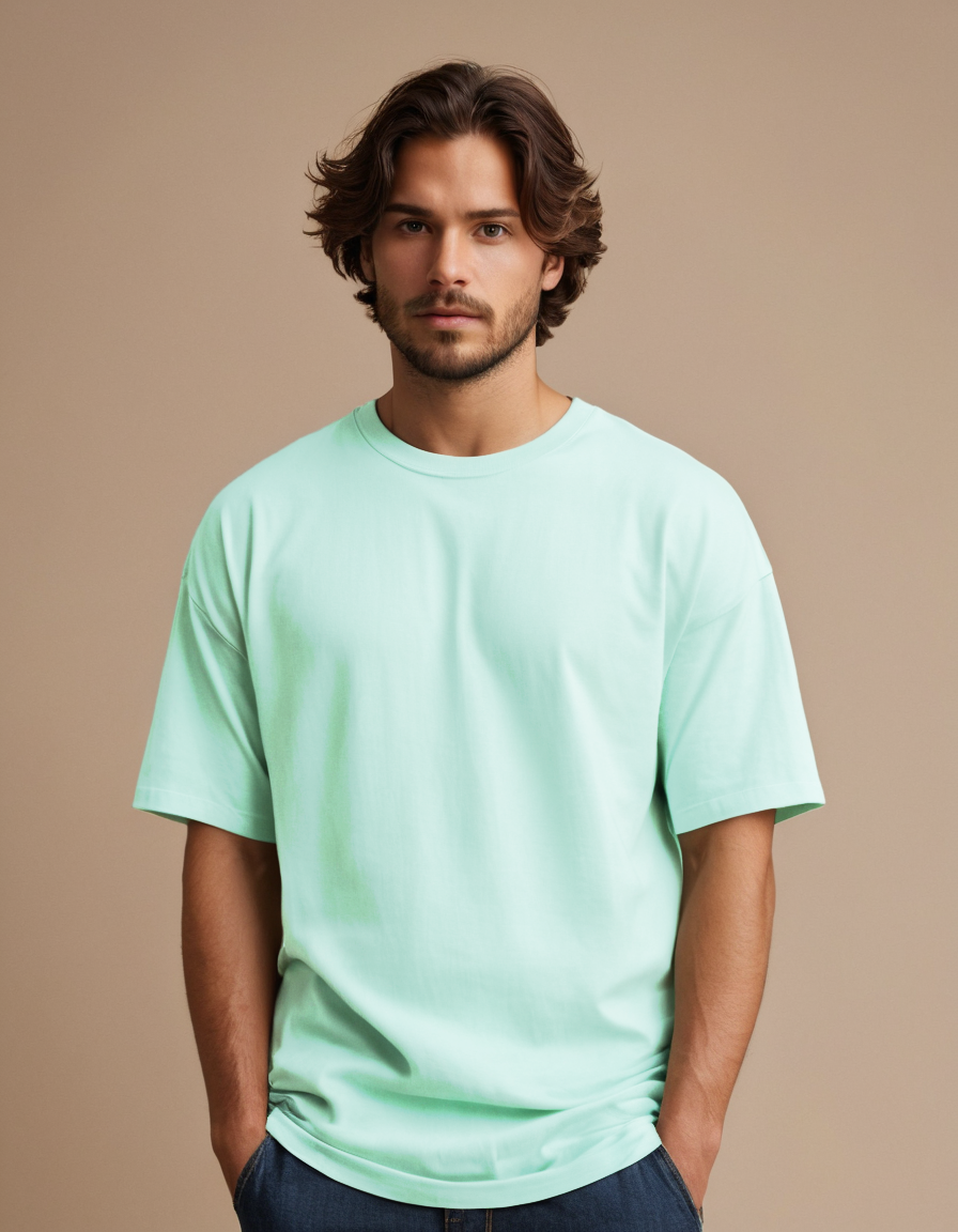 Photo 1 of 1 - Oversized Cotton T-Shirt -Mint | Premium Streetwear fo | Cozy Thread Company