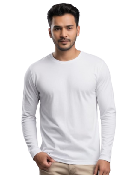 Photo 1 of 1 - White Full Sleeve Cotton T-Shirt – Unisex | Cozy Thread | Cozy Thread Company