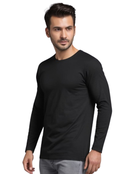 Photo 1 of 1 - Black Full Sleeve Cotton T-Shirt – Unisex | Cozy Thread | Cozy Thread Company